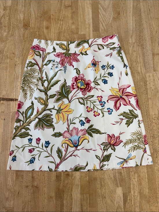 Talbots Dresses & Skirts - NWOT Talbots Vintage Cream A-Line Skirt with Pink, Yellow & Green Floral Print